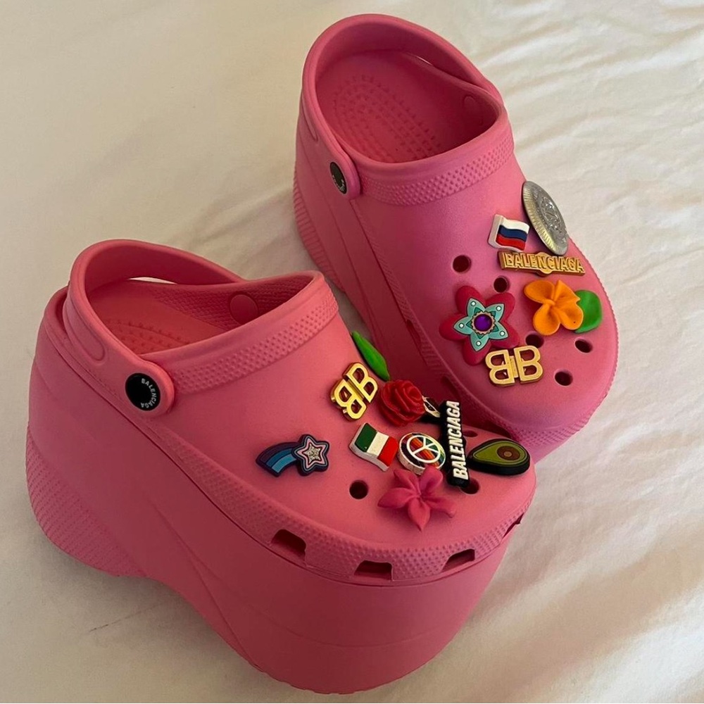 Pink Balenciaga Platform Crocs